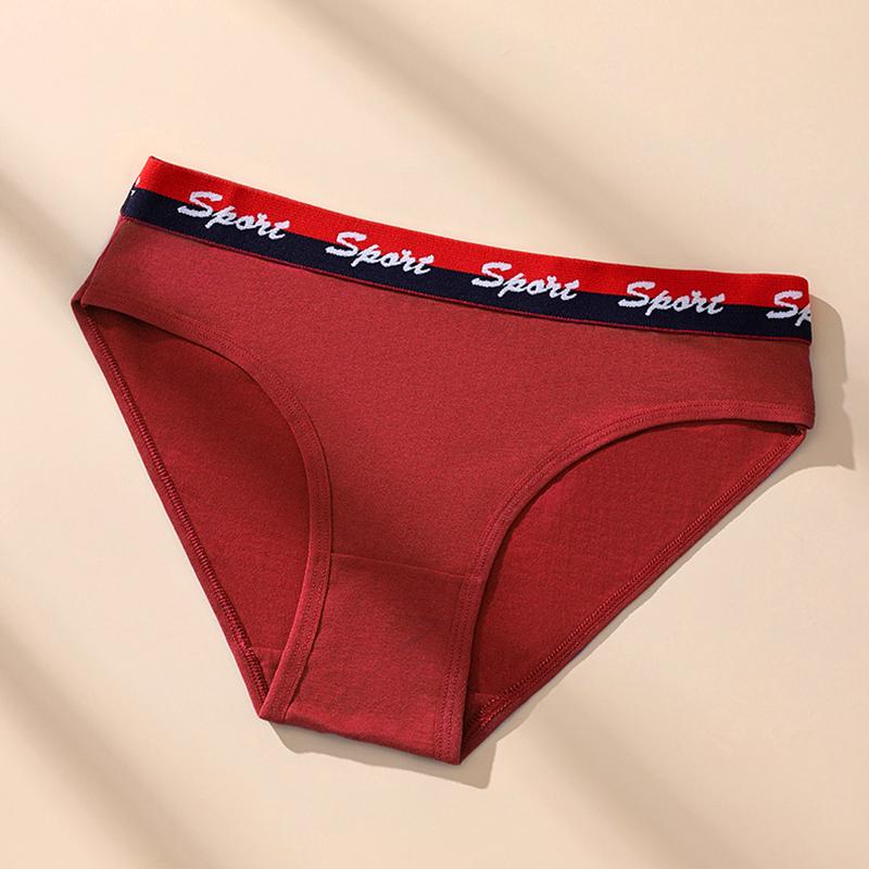 

1 шт. Женские удобные трусики Женские хлопковые трусы Спортивное нижнее белье С низкой посадкой L вино красного