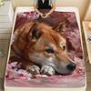 Shiba Inu Pattern Flannel Blanket, High Quality Comfortable for All Seasons, Home Decor, Warmth and Comfort, Perfect for Gifts.