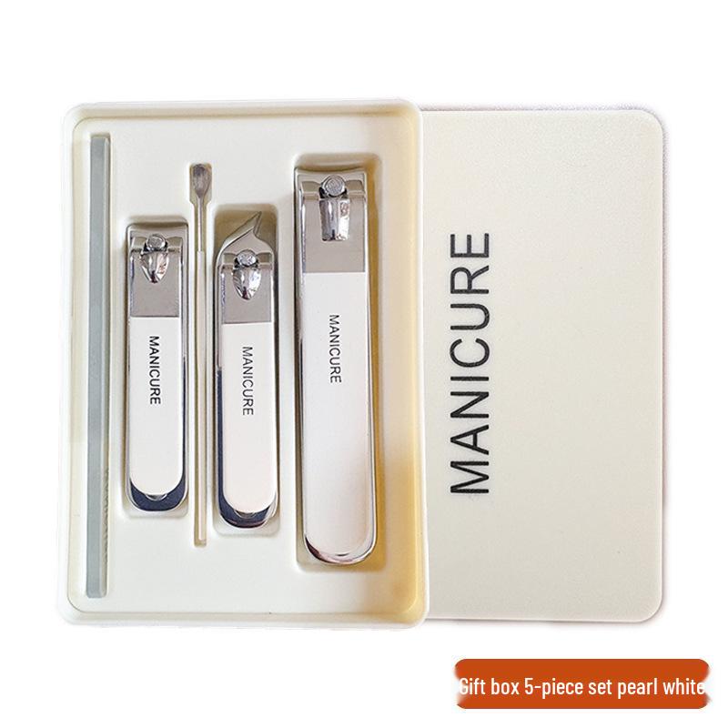 Stainless Steel Nail Clippers Set: Portable Mani-Pedi Tools with Ear Pick, Pedicure Knife, Oblique Clippers, and Dead Skin Scissors.