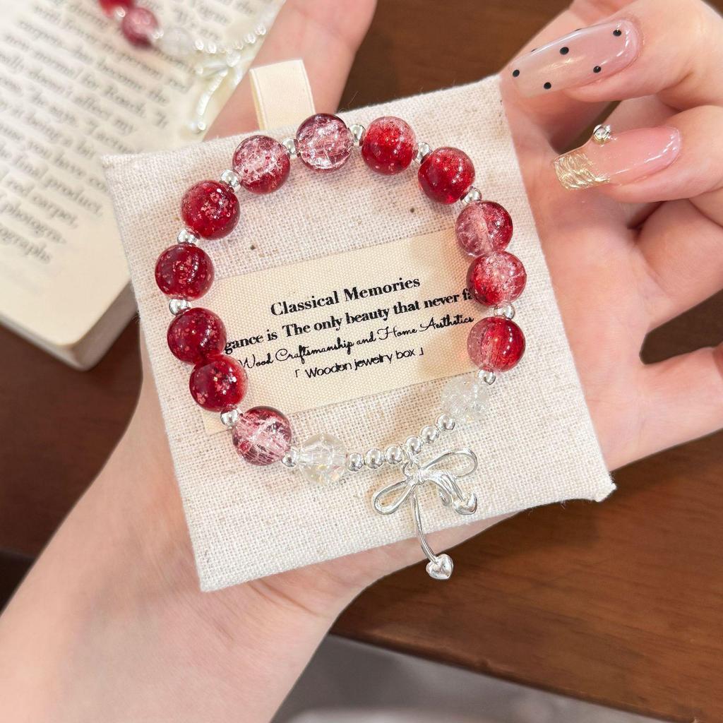 Charming Pink Crystal Floral Bracelet - Court Style Dream Gift for Girlfriend