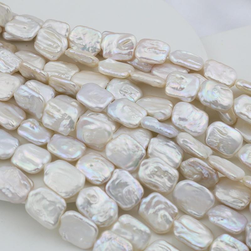 1 Piece Diy Necklace Bracelet Accessory 14X17Mm Natural Freshwater Pearl Rectangular Baroque Strand Beads For Jewelry Making