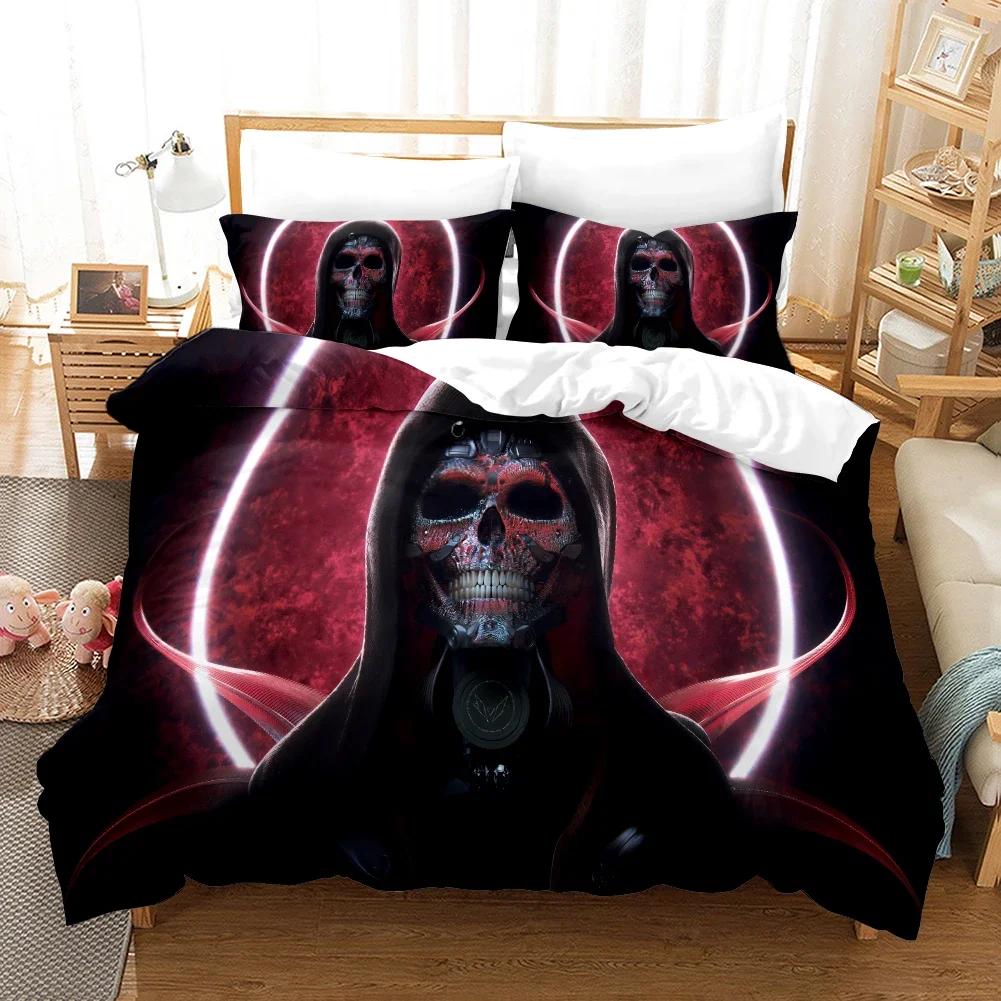

Comforter Christmas Halloween Skull Comforter Bedding Sets Winter Kidstwin Full Queen Home Textile Housse De Couette Comforter (quilt)-EU Single(135*200cm)3pcs