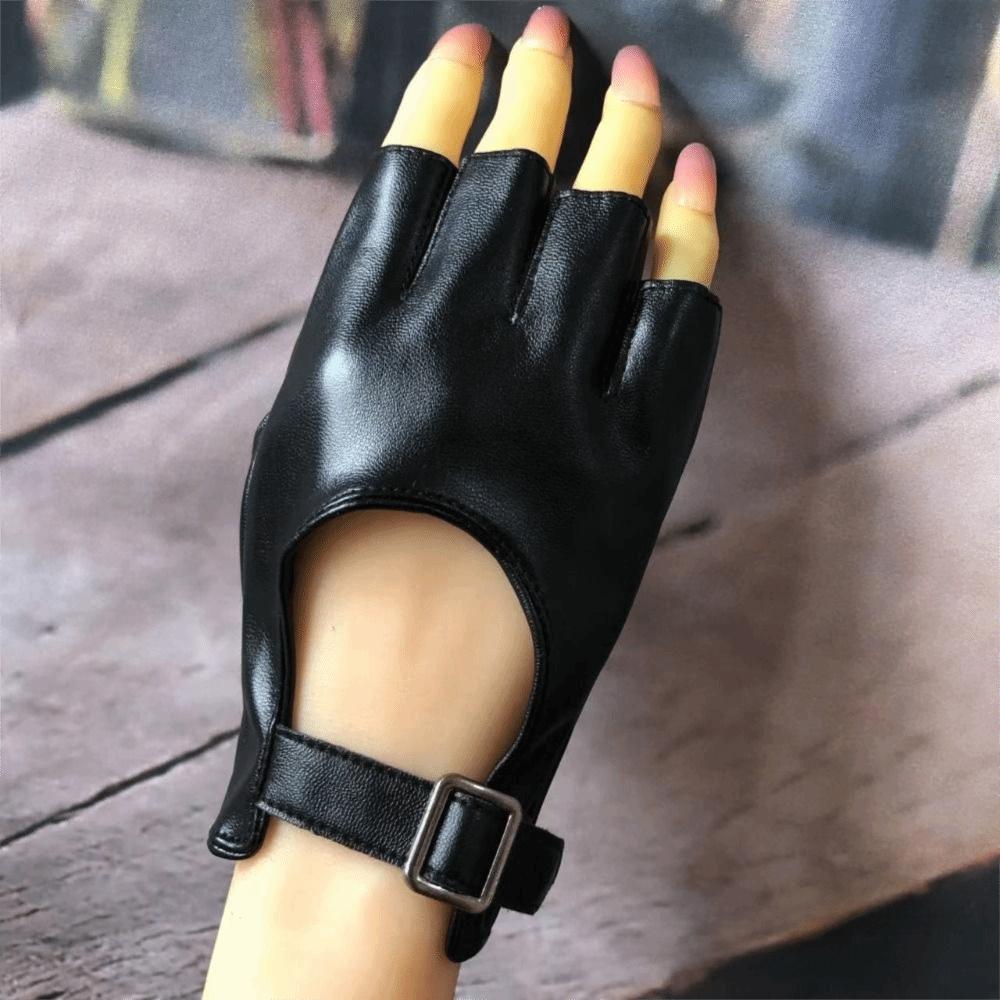 Waterproof Fingerless Gloves Square Buckle Driving Gloves Half Finger Gloves Stage Performances