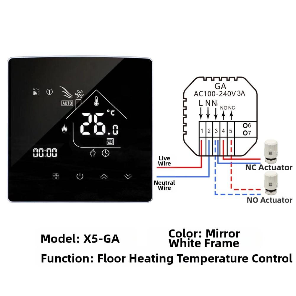 Smart WiFi Thermostat with Touchscreen Interface and Remote Control for Home Use Compatible with Various Heating Systems