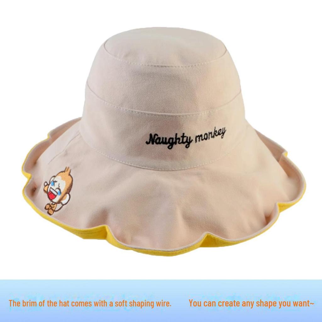 Women's Double-sided Sun Hat - Large Brim, Daisy Pattern, Spring & Autumn, Korean Style, Sun Protection, Face Covering.