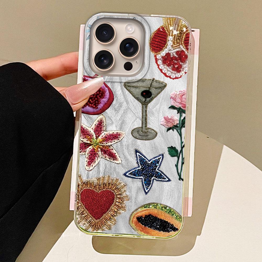 

Trendry Planet Fruit Sun Face Feather Texture Phone Case for iphone 16 15 14 7 8 Plus 13 Pro Max X XS XR SE 2022 Silicone Cover iPhone 16 Plus