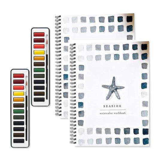 Yousheng Watercolor Workbook for Beginners 12 Colors Watercolor Paint Set Birds Flower Dogs Watercolor Book Art Craft Supplies for Kids Adults Teens