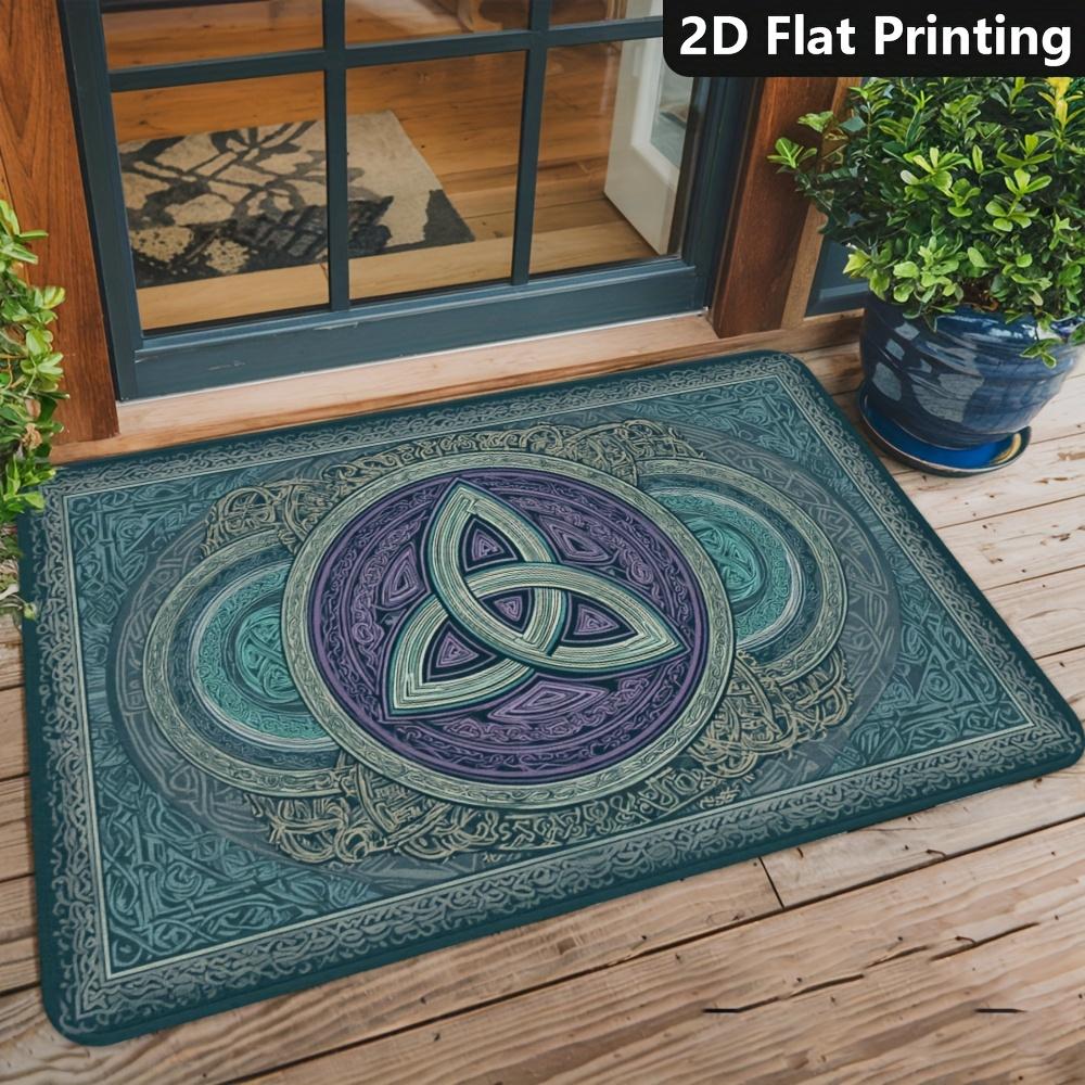 Celtic Trinity Knot Doormat Norse Ethnic Pattern Non Slip Washable Entrance Rug Antique Front Door Home Decor