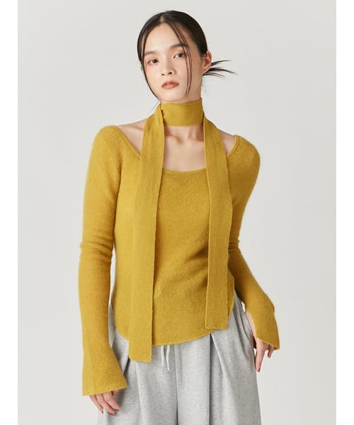 FRAY Mohair Knit Pullover FWNT245083 YEL I.D. Women's Open-Back