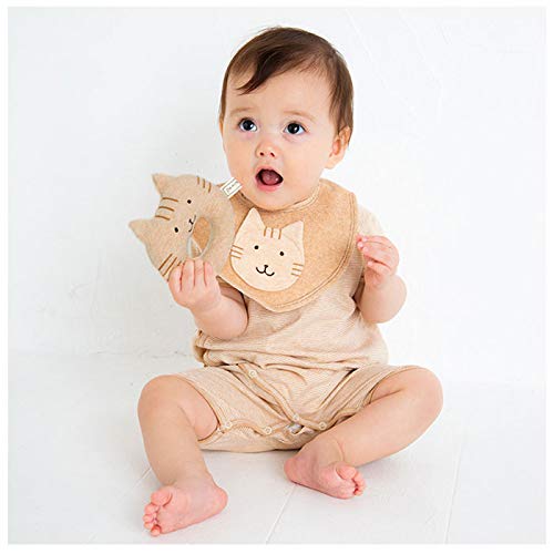 Y-1299 Pompkins BABY 100% Organic Cotton Chipmunk Series Rattle, Made in Japan (Natural)