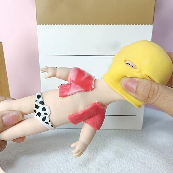 Babies Stress Relief Toy with Face Guard Coat Underwear Soft Stretchy Anxiety Relieving Baby Squeeze Toy Hand Relaxation Stress Ball Fidget Toy