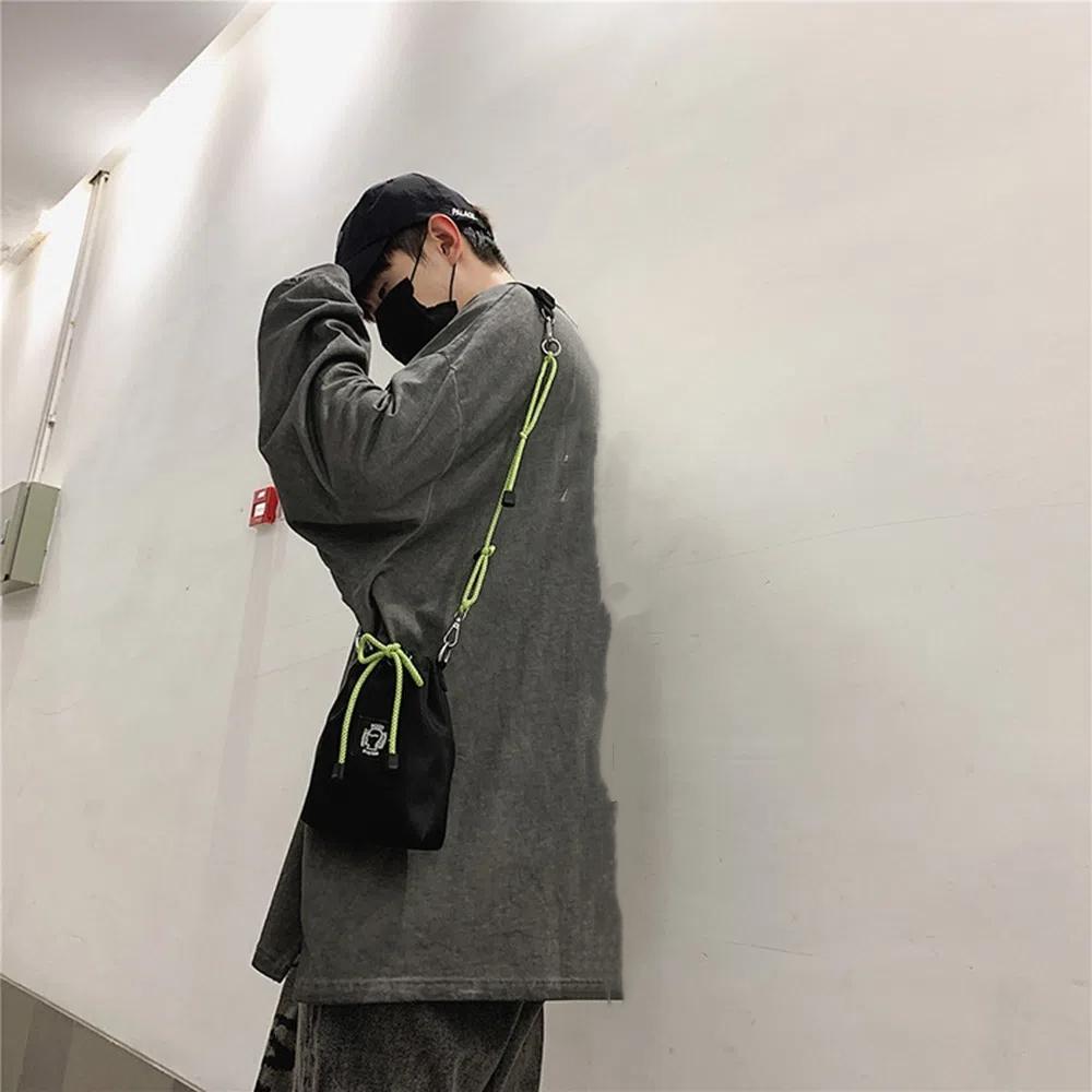 Fluorescent Color Strap Male Crossbody Bag Nylon Mobile Phone Bag  Office Worker