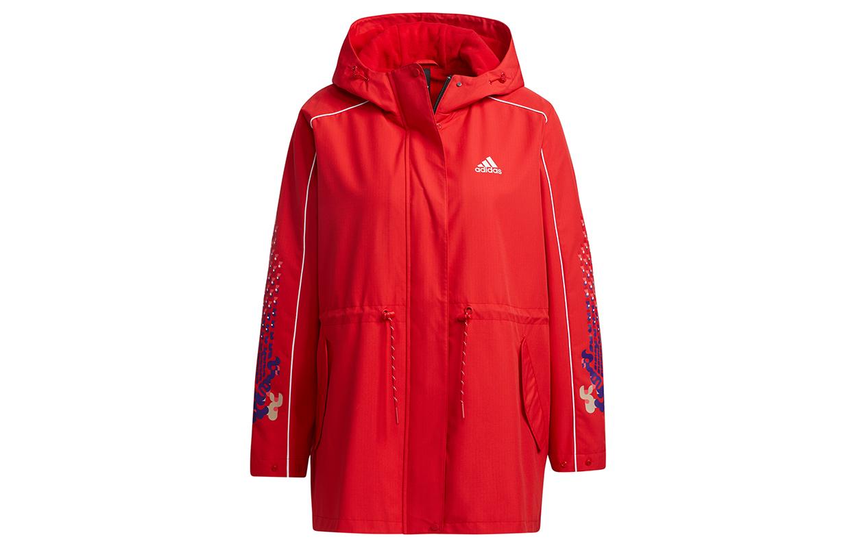 Adidas CNY Jkt Warm Spring Festival CNY Collection, Sports Printed Pattern Hooded Fleece Lined Jacket Women s GP0626 M