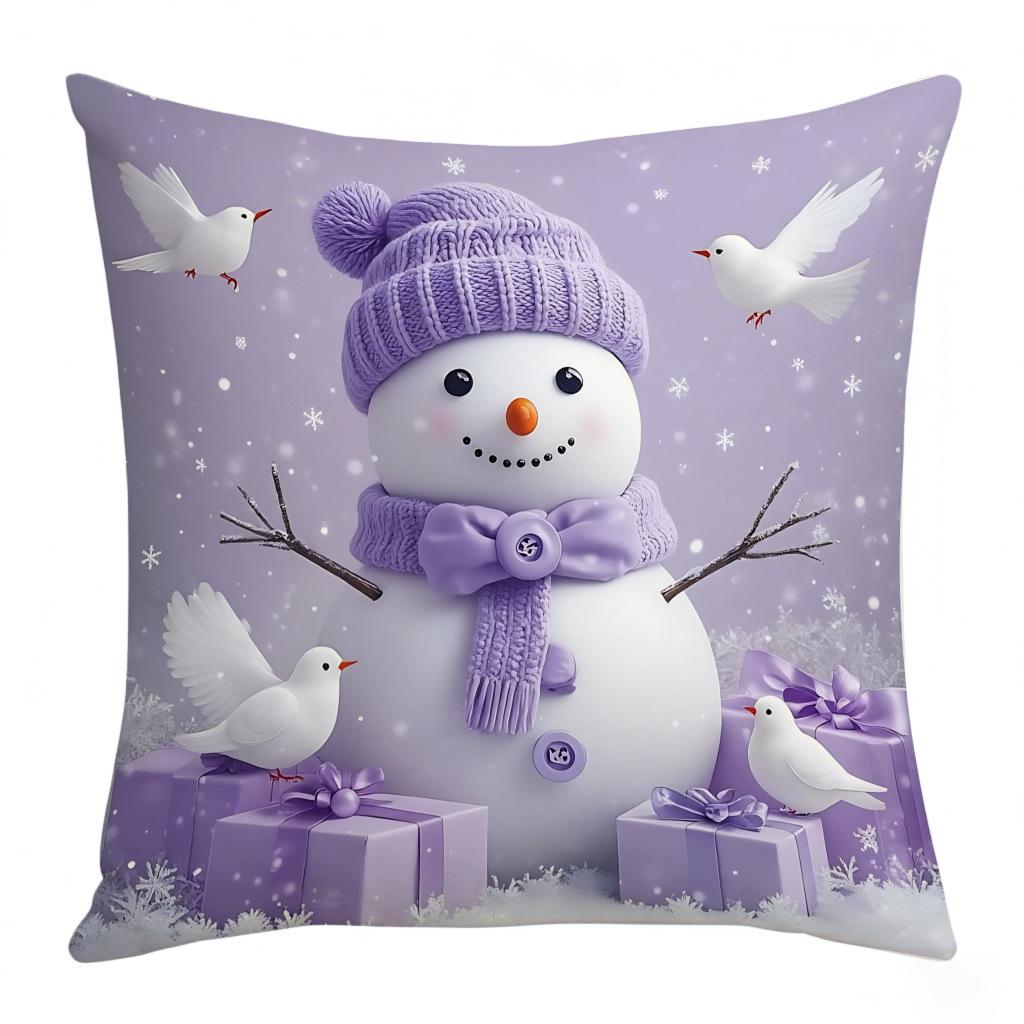 

Новая Рождественская Квадратная Фиолетовая Декоративная Наволочка Дед Мороз Снеговик Односторонняя Наволочка 45 * 45 (excluding core)