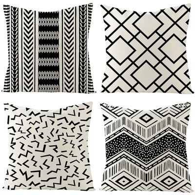 Black and White Geometric Polyester Pillowcase African Geometric Patterns Pillow