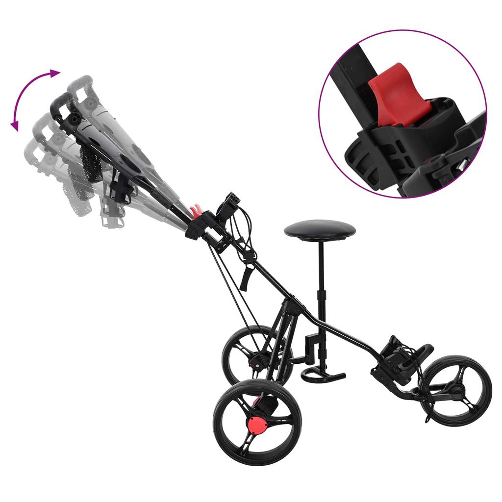 Golf Trolley with Seat Black 95 x 69 x 114 cm Iron