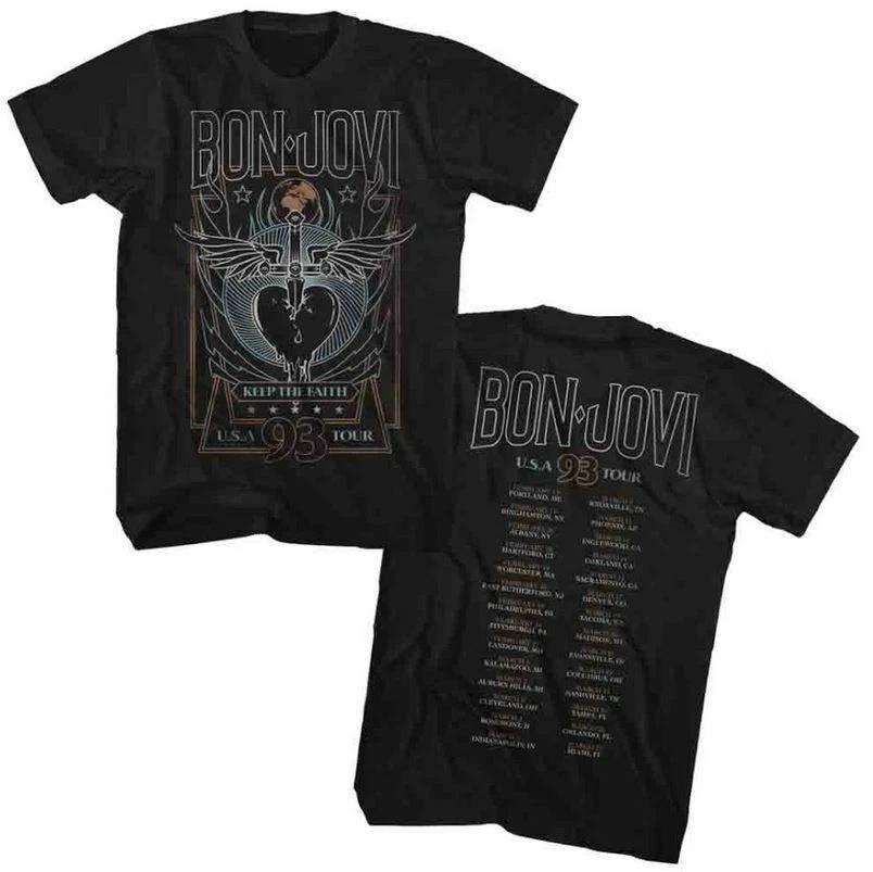 Bon Jovi Keep The Faith 93 USA Tour Dates Men s T Shirt Music Merch 2XL