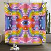 70s Retro Rainbow Shower Curtain Hippy Funky Cartoon Mushroom Floral Bathroom Curtain Polyester Waterproof Fabric Bathtub Screen