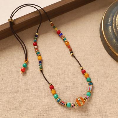 Original Tibetan Nepalese Necklace Niche Design Woven Long Color Beaded Exotic Sweater Chain Women