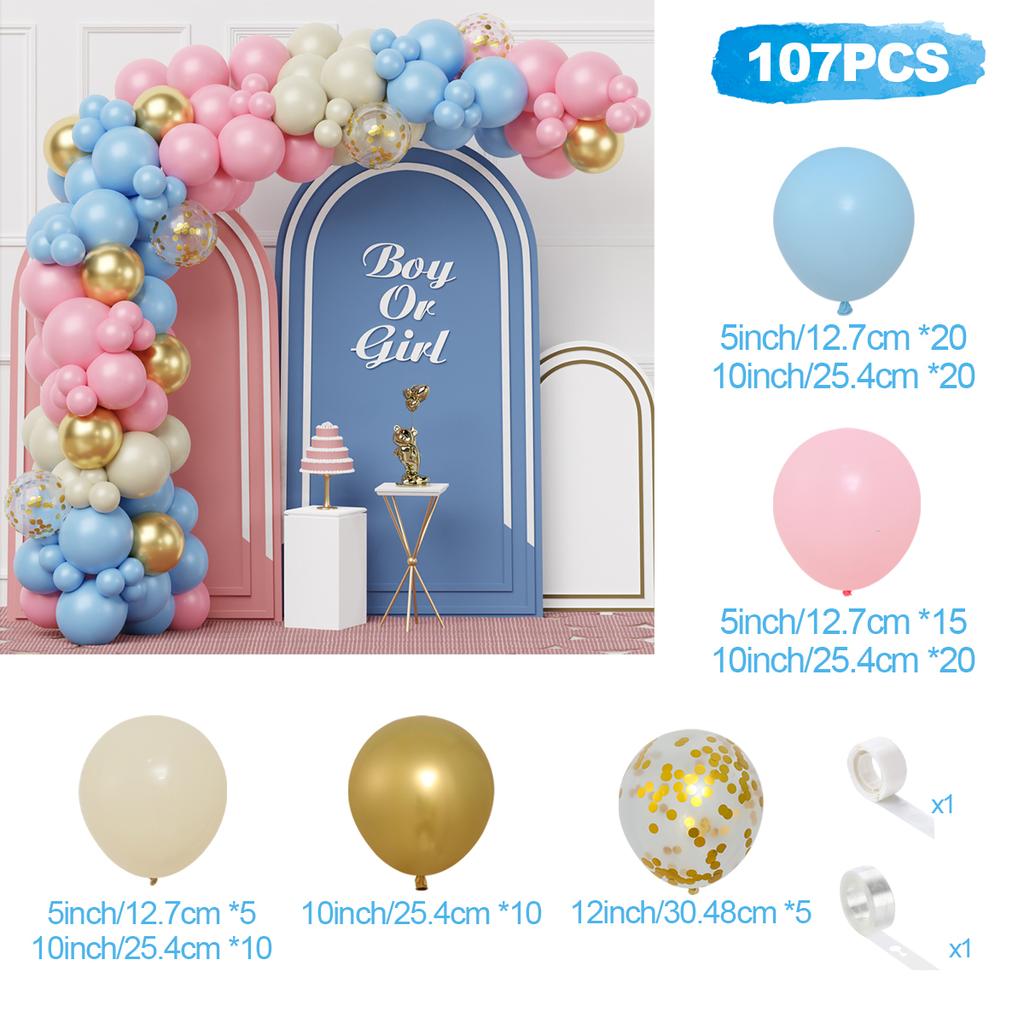 107Pcs multi-color latex balloon set suitable for birthday parties, weddings, Valentine's Day party decoration