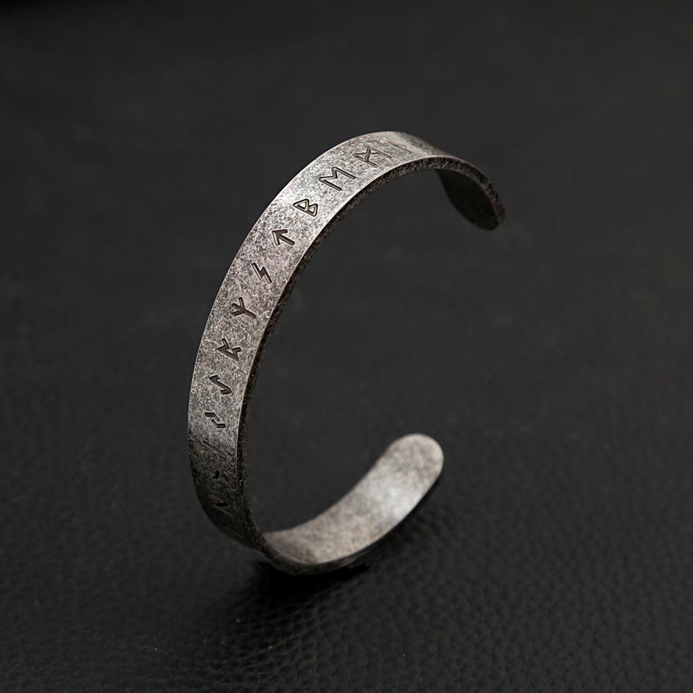 Vintage Viking Rune Bracelest for Men Women 316L Stainless Steel Simple Open Bracelet Amulet Jewelry Gift Dropshipping