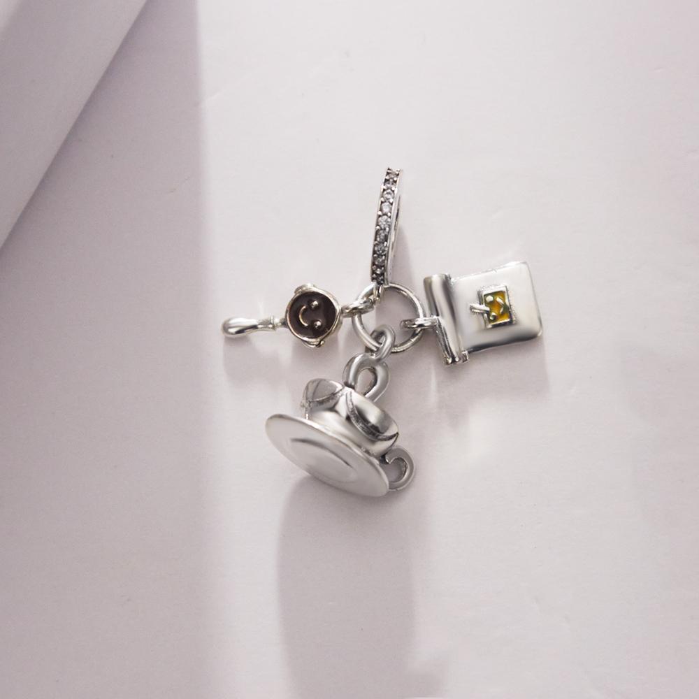 Copper Charm Cute Coffee Pendant Beads Fit Original Bracelet Necklace Diy Jewelry Women Gifts