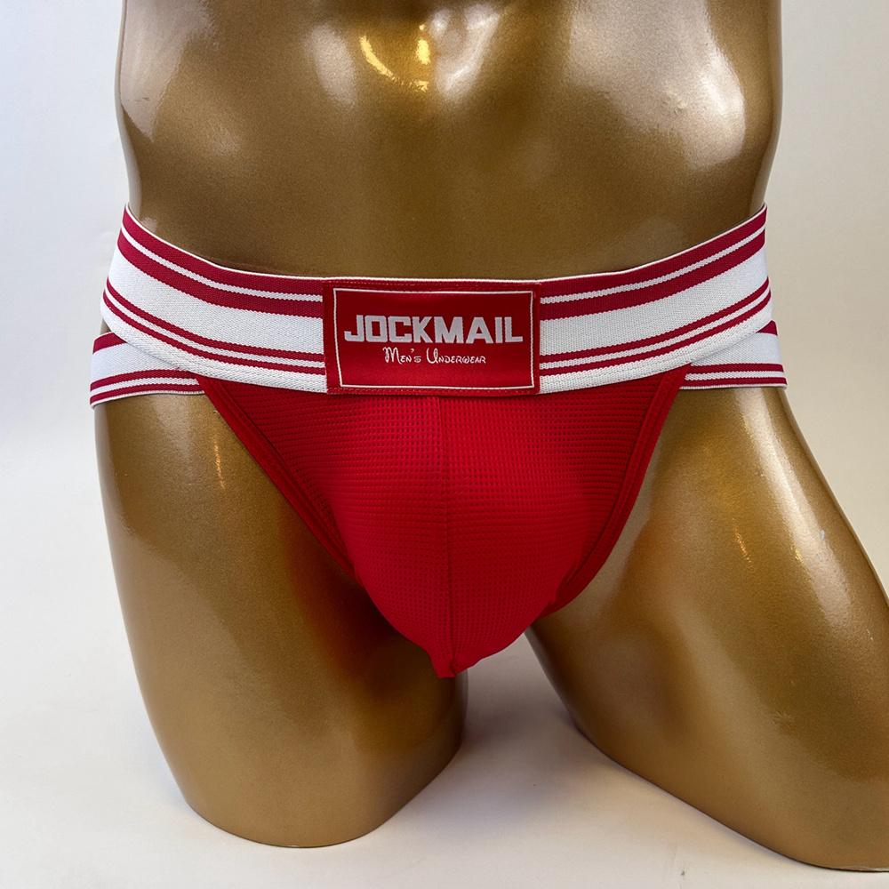 

Труси JOCKMAIL Модна спортивна чоловіча нижня білизна із заниженою талією, сітчастий матеріал, дихаючі шорти в смужку різного кольору XXL червоний