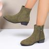 Retro Versatile Simple Casual Short Boots Children's Autumn New Versatile Side Zipper Thick Heel Martin Boots Women