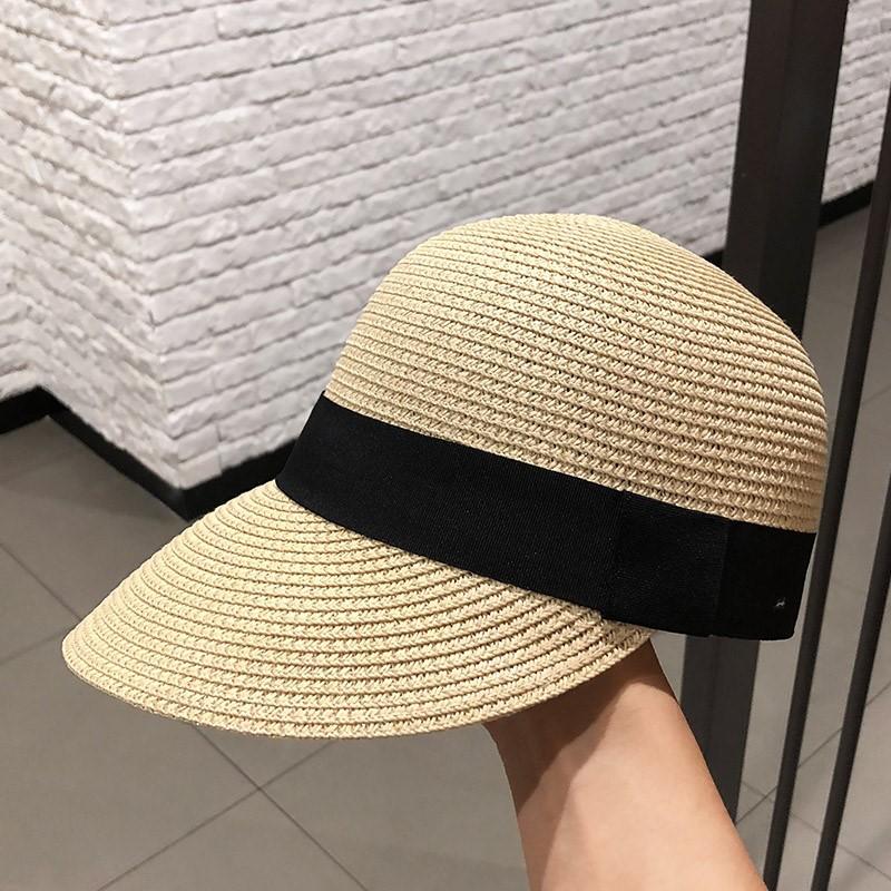 

Элегантная соломенная шляпа для верховой езды, женская весенне-летняя шляпа от солнца для отдыха на пляже, соломенная шляпа с солнцезащитным козырьком Adult (55-58cm)