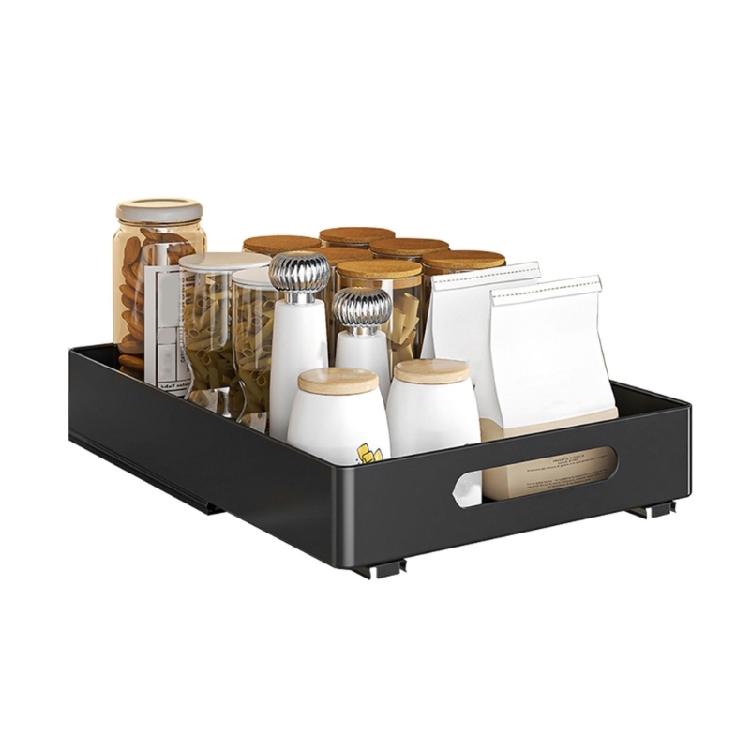 No Drilling Condiment Rack Extendable Drawer Storage Shelves for Kitchen Cabinet
