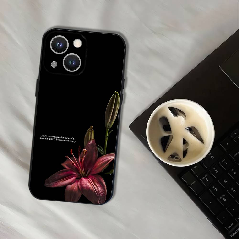 Oil Painting Lily Flower Retro Pattern Phone Case For iPhone 17,16,15,14,13,12,11,Pro,XS,Max,XR,Plus,E,SE4,Mini Black Soft Cover