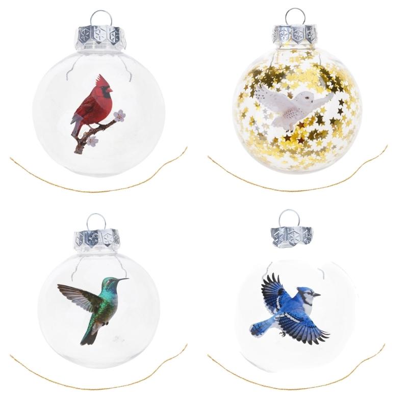 Artistic Nature Bird Clear Christmas Ball Ornament Holiday Decorations For Festives Tree Decoration Memorables Gift