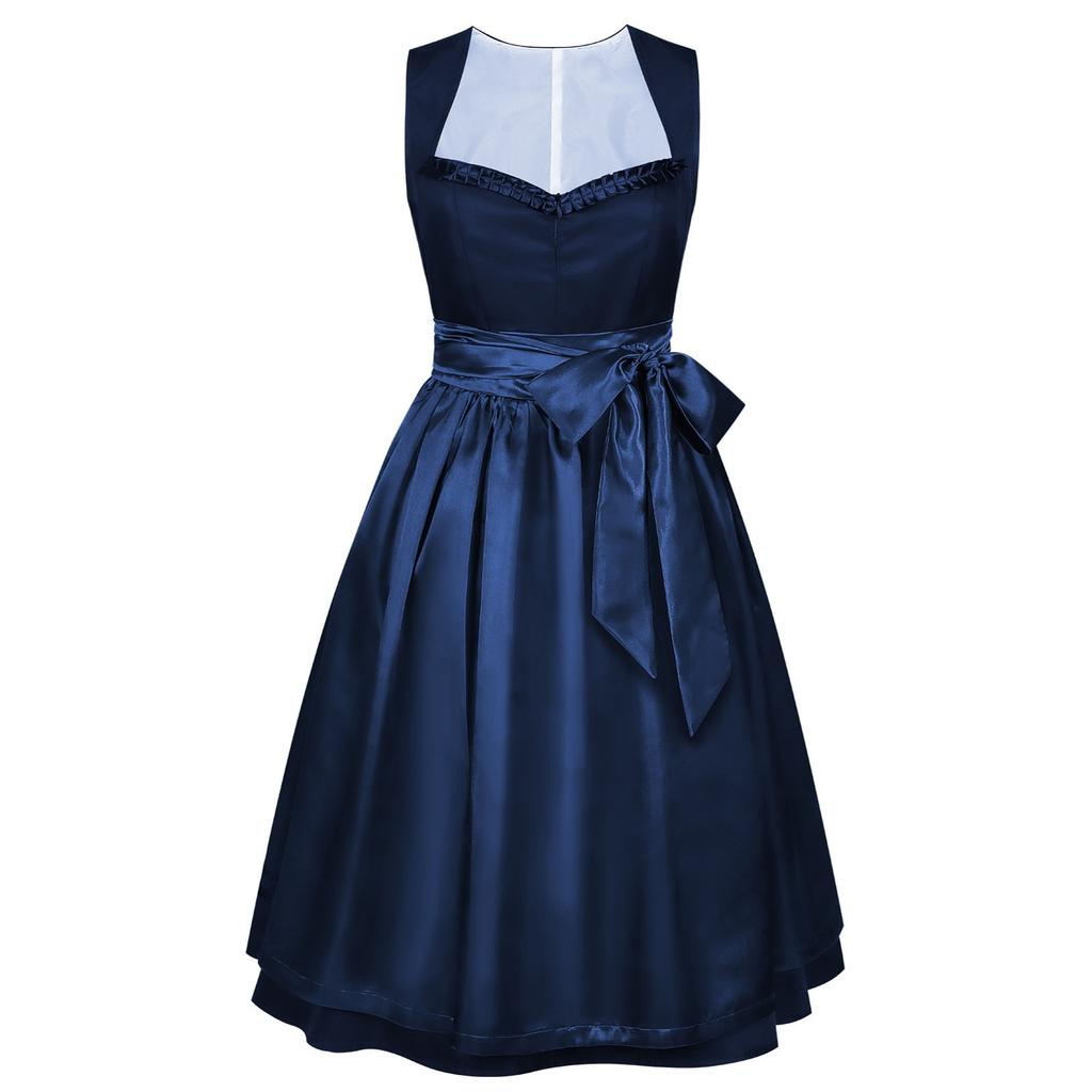 Women’s Classic Flared Dress with Ruffled Sleeves and Waist for Costume or Daily Wear