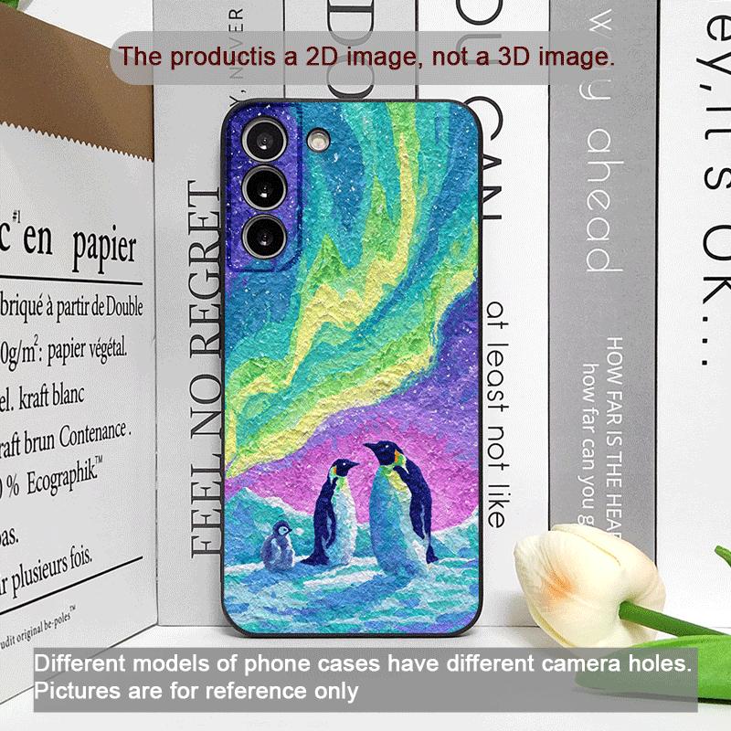 Creative Art Starry Sky Penguin Oil Painting Phone Case for OPPO Reno 13 12 F 11 10 Pro Plus Find X5 X3 Lite X7 PRO Soft Covers