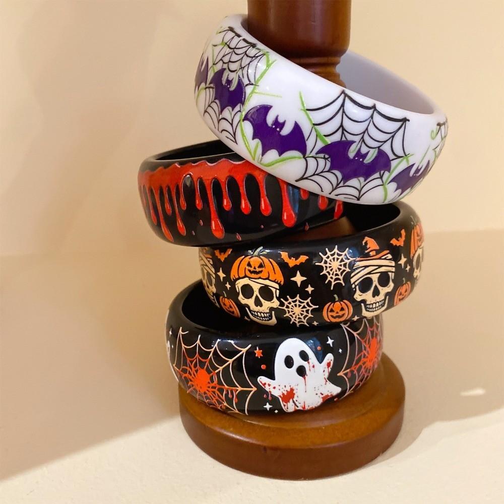 Europe American Style Halloween Acrylic Bangle Pumpkin Skull Hand Ring Girls