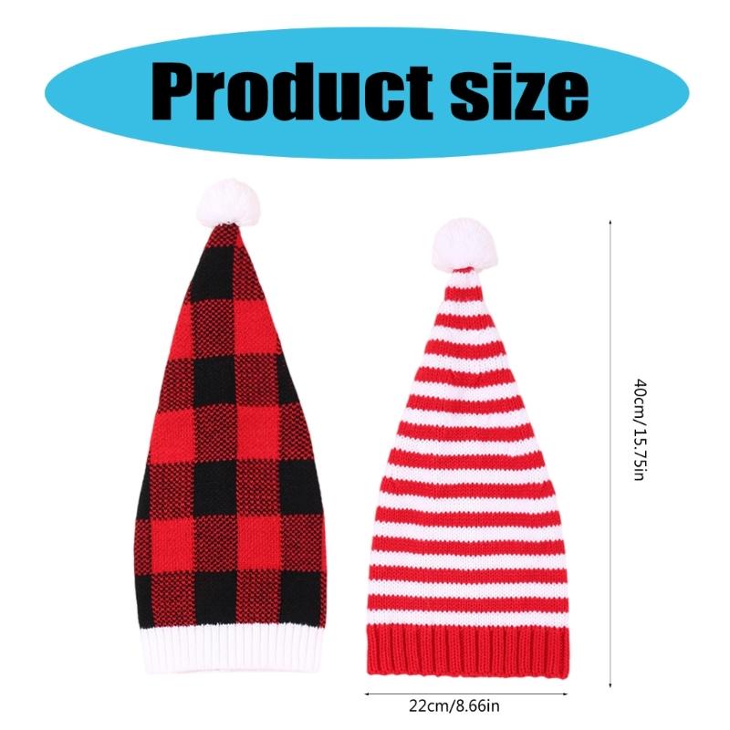 Christmas Elf Knitted Caps for Adult Lovely Striped Hat Santa Hat for Holiday Family Gathering Party Costume Hat