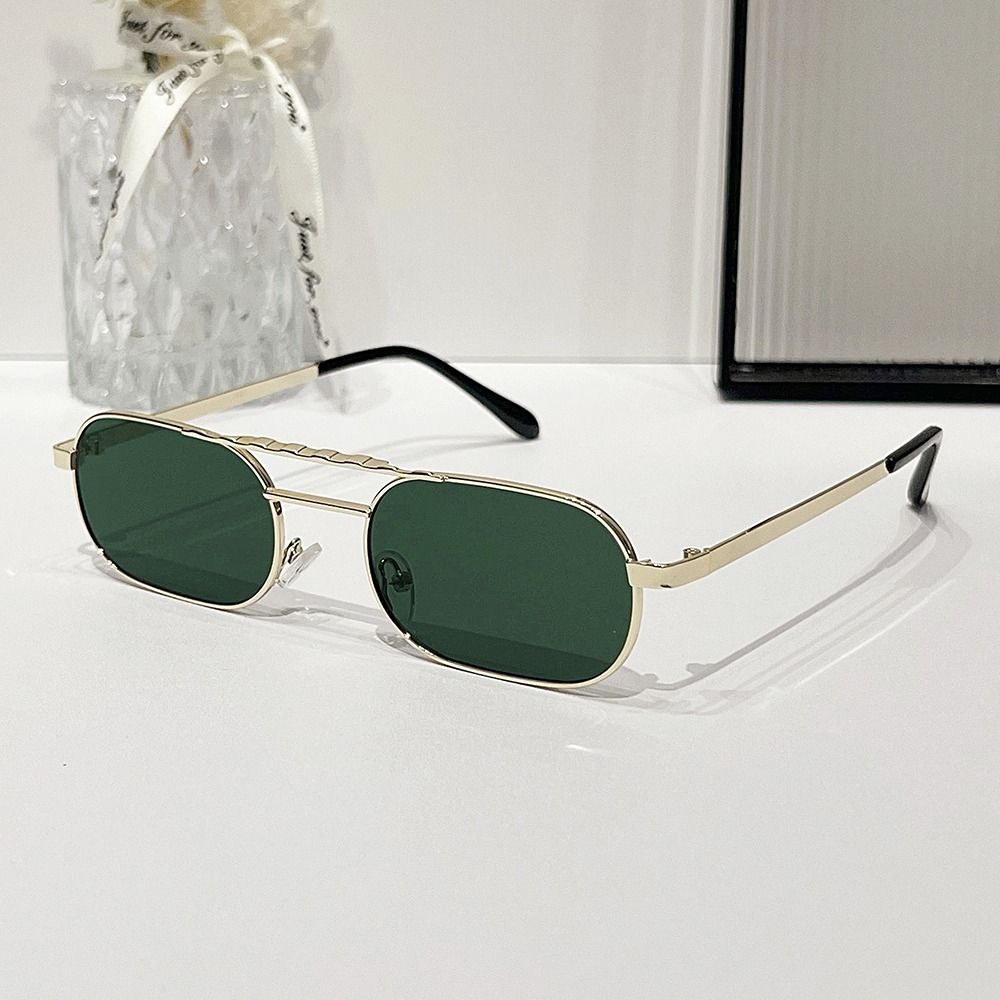 Rectangular Sun Glasses Metal Frame 90's Glasses Small Sunglasses Hip Hop Eyeglasses Beach/Travel/Streetwear UV Protection