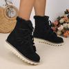 Damen weiche elastische Winter warm und kalt gefütterte Schneestiefel rutschfeste verschleißfeste Outdoor-Freizeitsneaker High-Top pelziger Schaft Baumwollstiefel