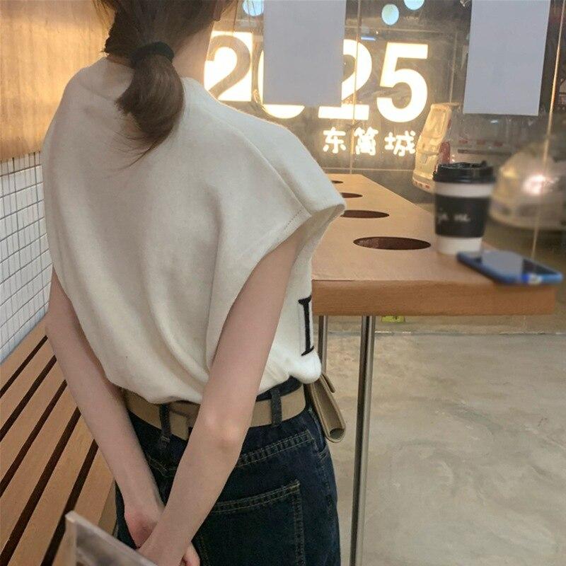Women Knitted Sweater Vest Autumn Korean Style Sweet Waistcoat Jumpers Pullover Tops