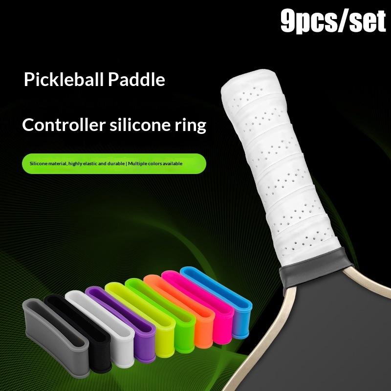 9Pcs/Set Pickleball Protective Paddle Racket Grip Bands Tennis Racquet Secures Anti-slip Silicone Overgrip Ring Handle Closure