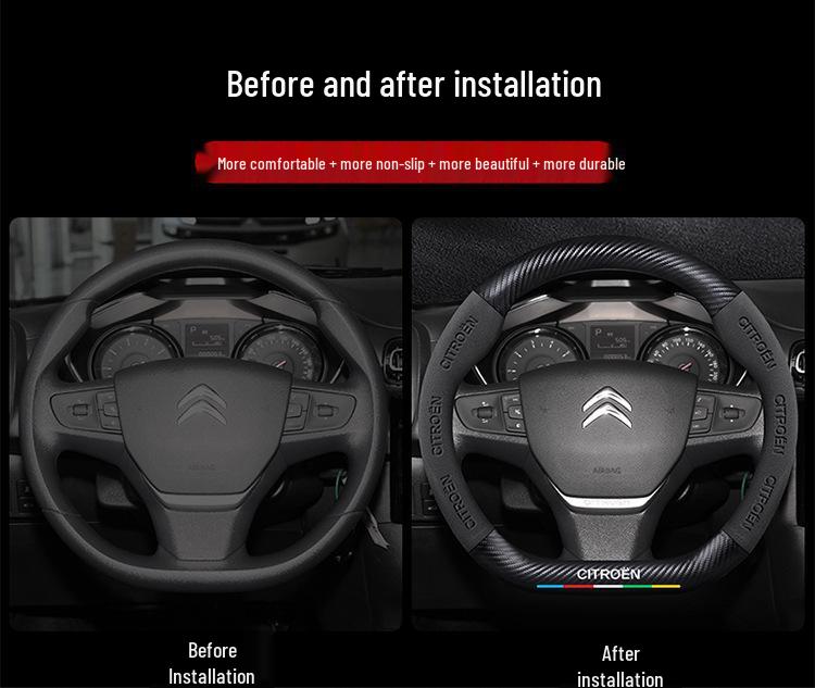 Universal Non-Slip Suede Steering Wheel Cover for Citroen: All-Season, Breathable Design for Men and Women