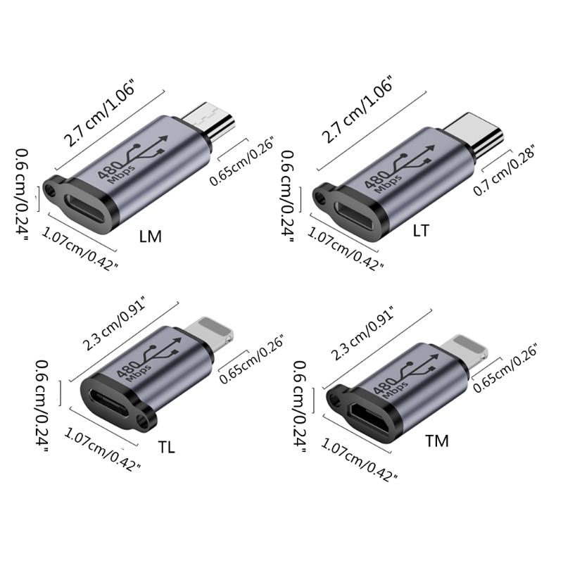 Type-C/Micro To iOS8Pin Conversion Adapter, iOS8pin To Type-C/Micro USB Converter Support Charging & Data Transfer