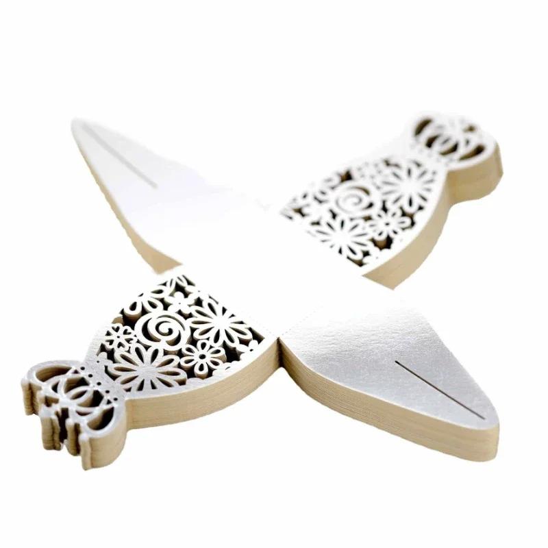 10Pcs Gold Laser Cut Wedding Favor Box Hollow Rose Design Candy Dragee Chocolate Gift Bags Packaging