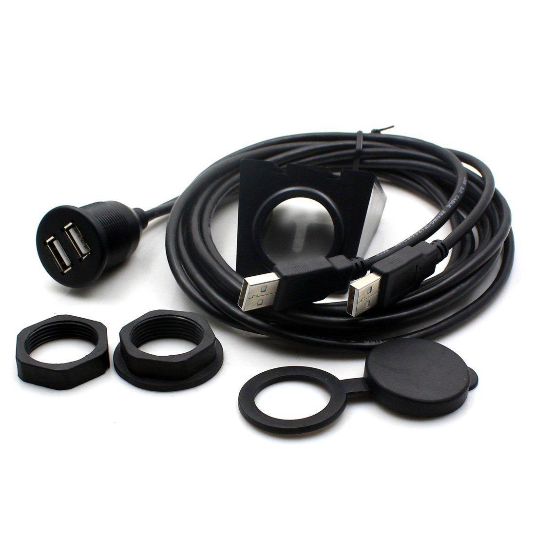 

Двойной USB-разъем для установки, адаптер для подключения кабеля 1M 2M, удлинитель для автомобиля 200cm чёрный