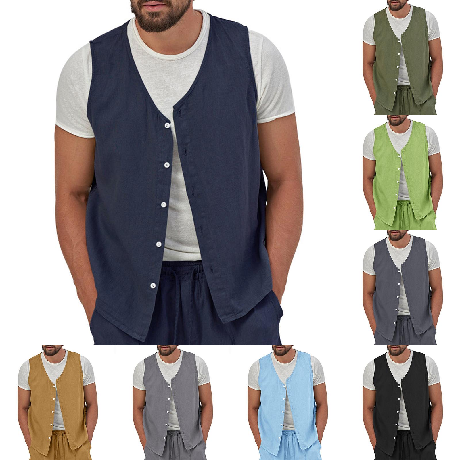 

Men S Loose Sleeveless Shirt, Fashionable And Comfortable Top L армія зелений колір
