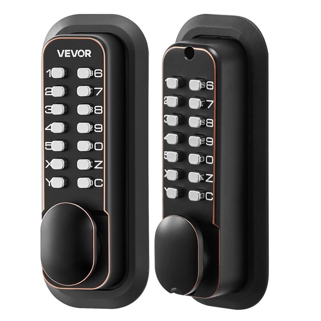 Mechanical Keyless Entry Door Lock, 2.0 Code Upgrade, 4-7 Digits Code, Double-Sided Push Button Combination Mechanical Keypad Door Knob, Auto Locking,