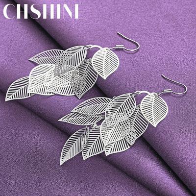 CHSHINE 925 Sterling Silver Multiple Leaves Earrings Charm Jewelry Women's Party Fashion Eardrop
