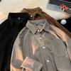 Men's Loose-Fit Long Sleeve Button-Down Shirt Corduroy Fabric Casual Pocket Top