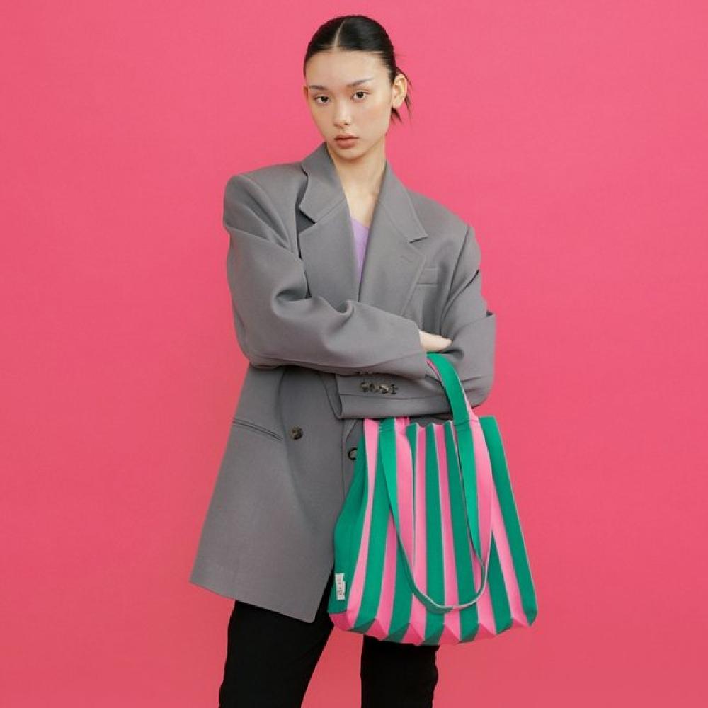 

Pleatsmama Two Way Shopper Bag Pink Green Single option