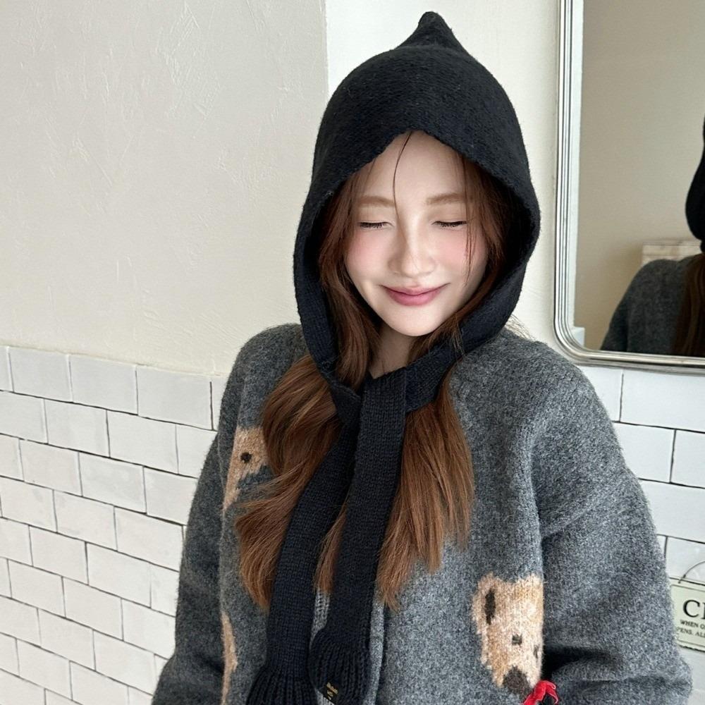 Ear Protection Balaclava Cap Soft Knitted Beanies Hats Vintage Coldproof Hooded Caps  Female